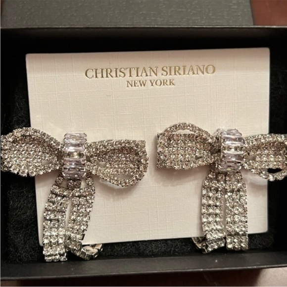 Christian Siriano statement bow crystal behr drop earrings NWT - Picture 6 of 7